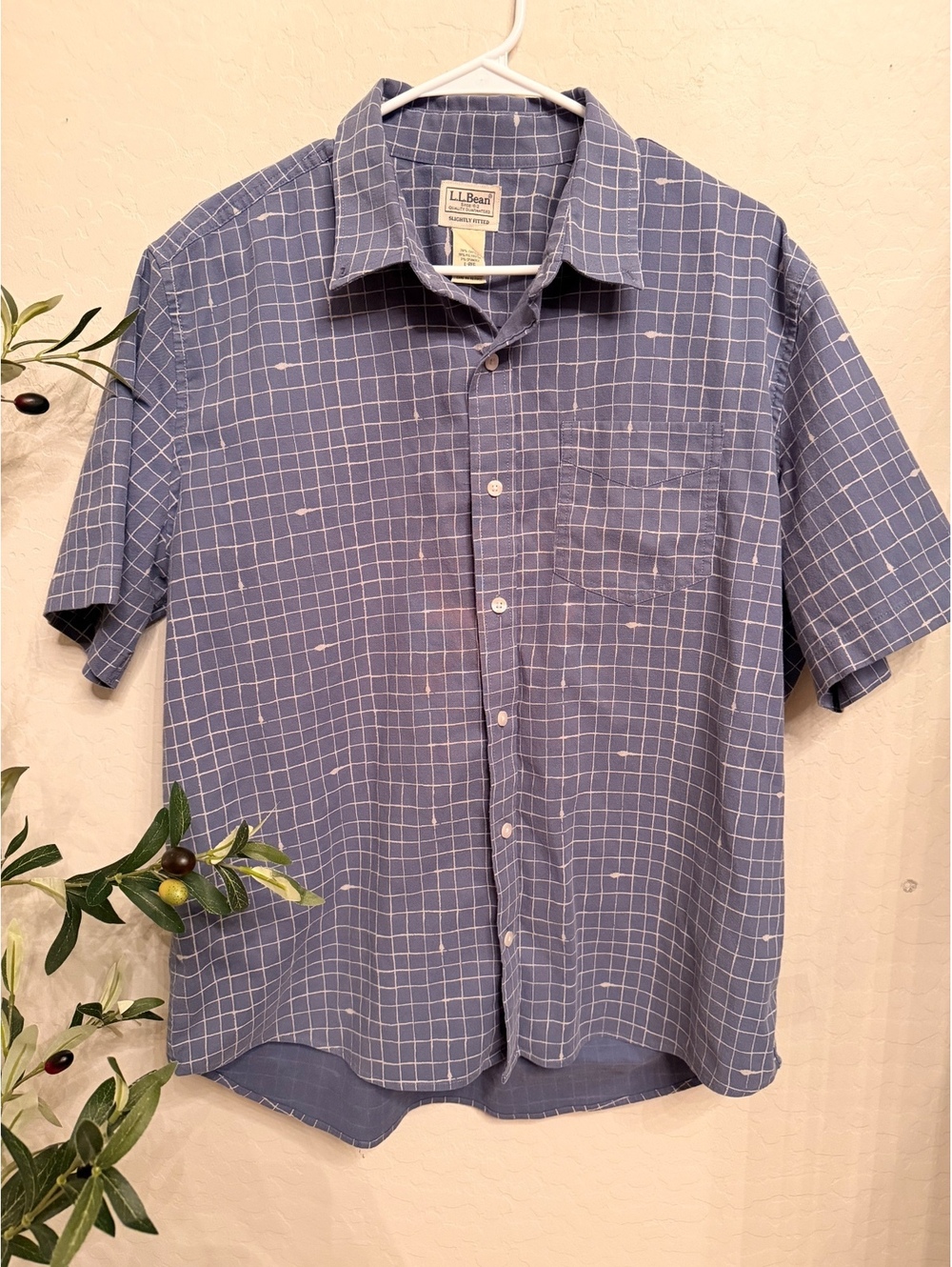 Vintage L.L Bean Classic Men’s Checkered Dusty Blue Button Up